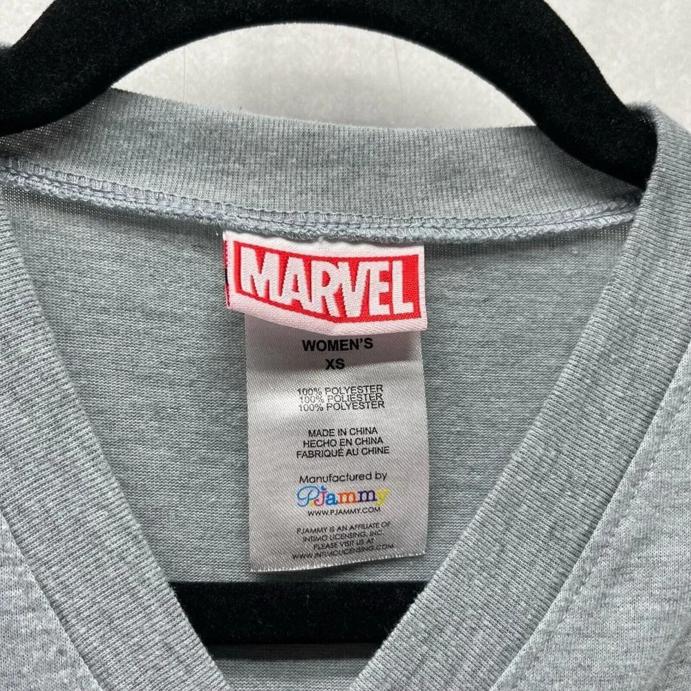Marvel Tank Top Womens Size XS Spell Out Logo V-Neck Sleeveless Jersey Gray - Picture 7 of 9